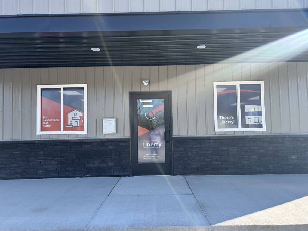 Front entrance of Liberty Communications' Fairfield office